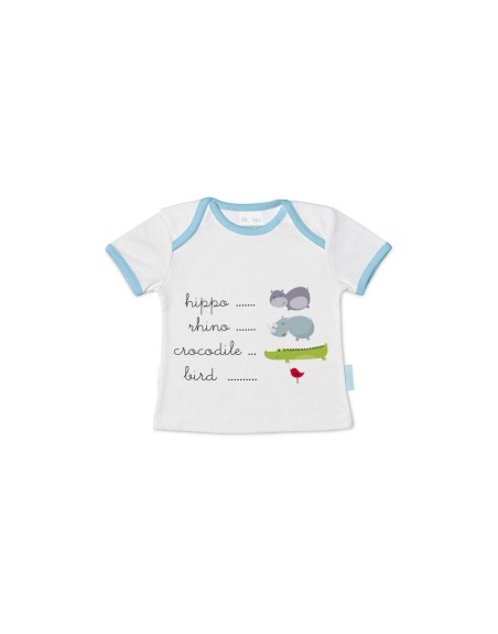 Maglia a Maniche Corte per Bambini HappyFriday Mr Fox Hippo Multicolore 12-18 Mesi