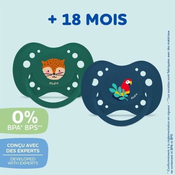 Chupete Dodie + 18 Meses Azul (6 Piezas)