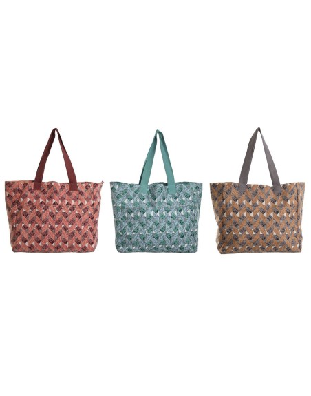 Sac-à-main Femme Home ESPRIT Marron Turquoise Corail 55 x 14 x 35 cm (3 Unités)