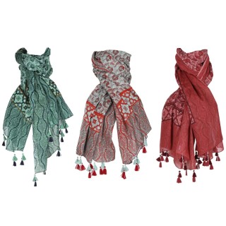 Écharpe Home ESPRIT Rouge Vert (3 Unités)