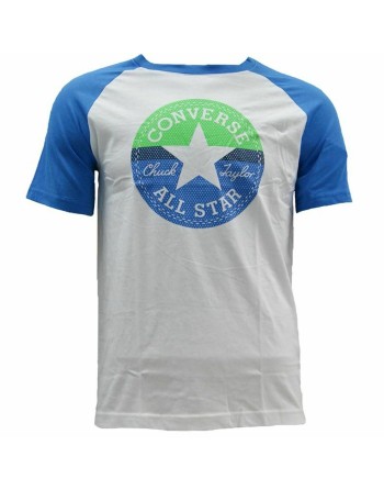 Camiseta de Manga Corta Infantil Converse Block Raglan Azul Blanco
