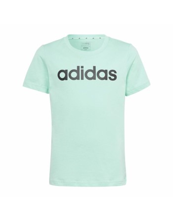 T shirt à manches courtes Enfant Adidas Linear Logo Vert Aigue marine