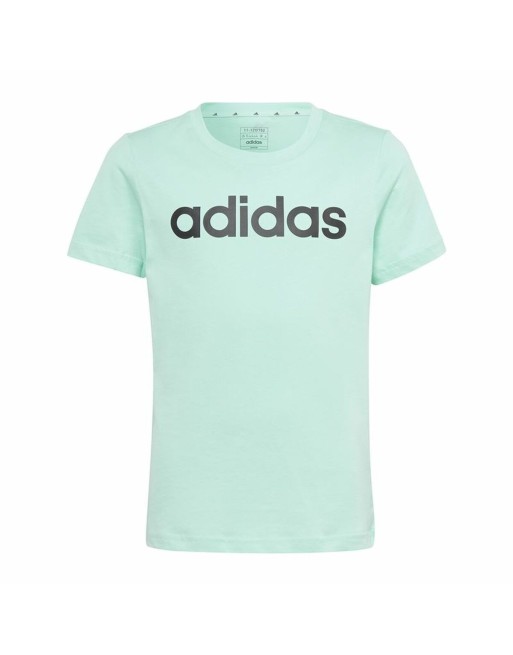Maglia a Maniche Corte per Bambini Adidas Linear Logo Verde Acquamarina