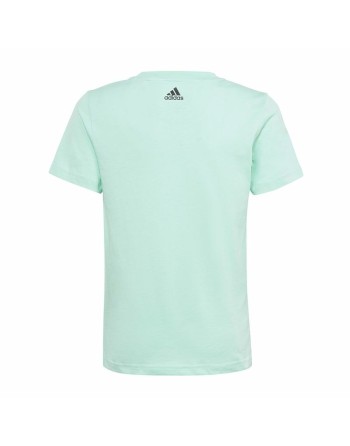 Maglia a Maniche Corte per Bambini Adidas Linear Logo Verde Acquamarina