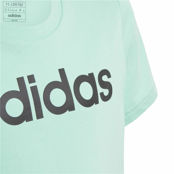 Børne Kortærmet T-shirt Adidas Linear Logo Grøn Akvamarin