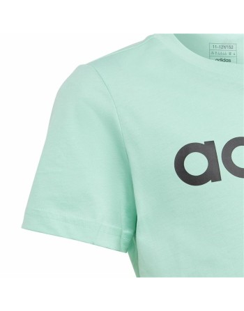 Maglia a Maniche Corte per Bambini Adidas Linear Logo Verde Acquamarina
