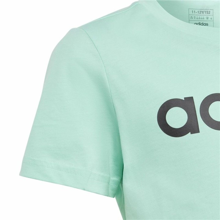 Børne Kortærmet T-shirt Adidas Linear Logo Grøn Akvamarin