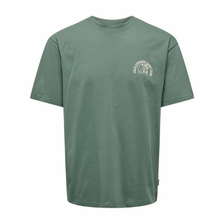 Men’s Short Sleeve T-Shirt Only & Sons Onskylan Rlx Icon Dark green