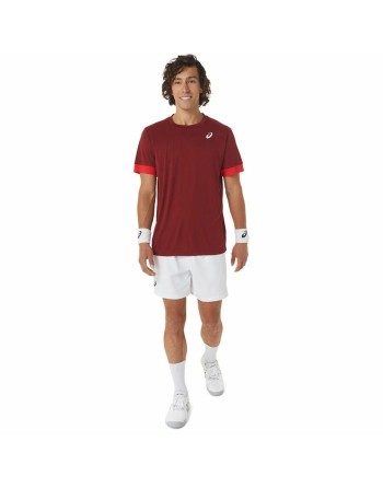Herren Kurzarm-T-Shirt Asics Court Dunkelrot Tennis