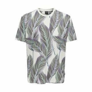 Herren Kurzarm-T-Shirt Only & Sons Onskobe Reg Banana Leaf Blau Weiß