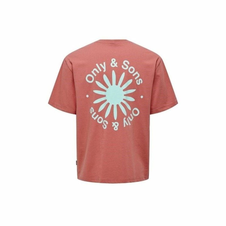 Kortærmet T-shirt til Mænd Only & Sons Onskasen Rlx Laksefarvet