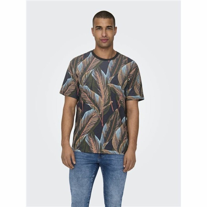 Maglia a Maniche Corte Uomo Only & Sons Onskobe Reg Banana Leaf Nero