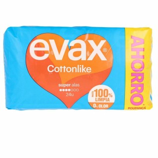 Compresas Super con Alas Evax Cottonlike (24 uds)
