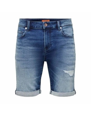 Shorts di Jeans per Uomo Only & Sons Onsply Dark Mid Blue Azzurro