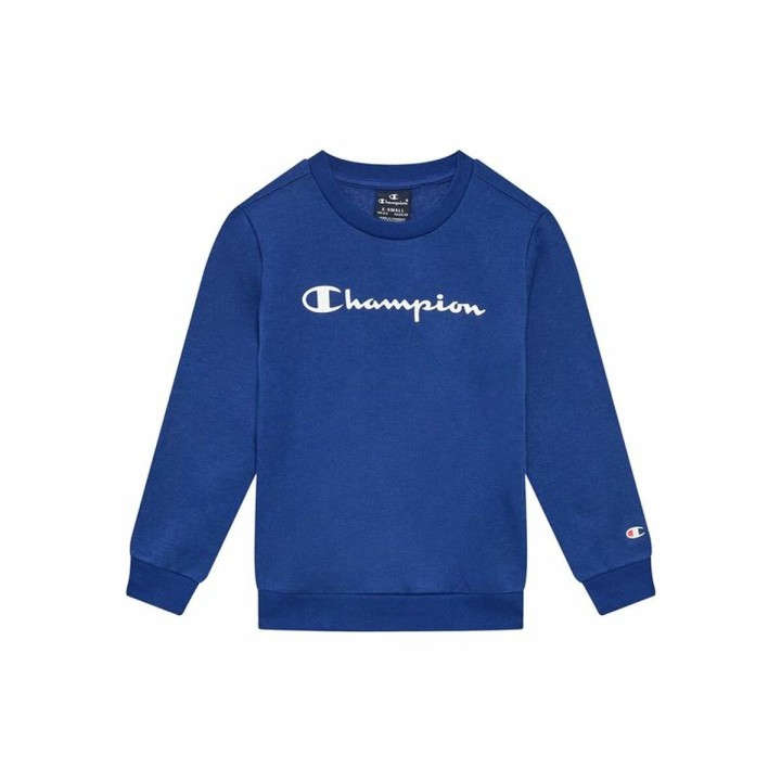 Hættetrøje til Børn Champion Crewneck Blå Hvid