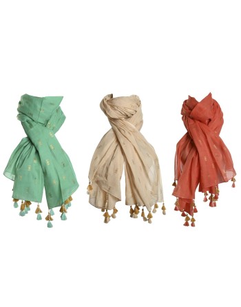 Pañuelo Home ESPRIT Verde Beige Coral (3 Unidades)