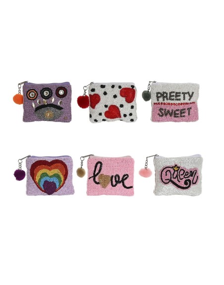 Portamonete Home ESPRIT Multicolore Arcobaleno Cuore (6 Unità)