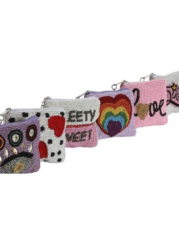 Portamonete Home ESPRIT Multicolore Arcobaleno Cuore (6 Unità)