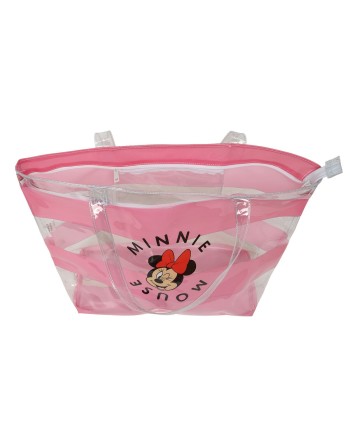 Damen Handtasche Minnie Mouse Beach Rosa Durchsichtig