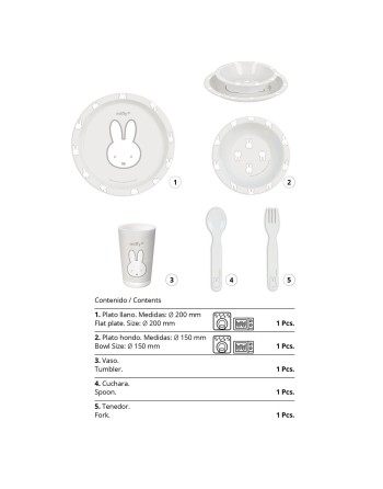 Kinder Geschirrset Miffy Niebla (5 Stücke)