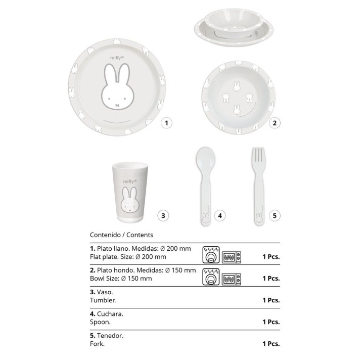 Børneservice sæt Miffy Niebla (5 Dele)