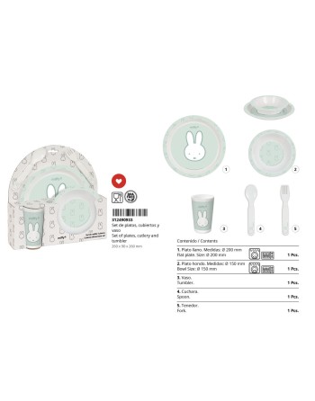 Set di stoviglie per bambini Miffy Menta (5 Pezzi)
