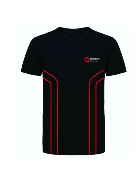 Kortærmet T-shirt til Mænd Sparco GAMING Sort Rød