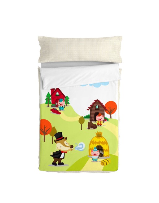 Housse de couette non rembourrée HappyFriday Multicouleur 90 x 200 cm 2 Pièces