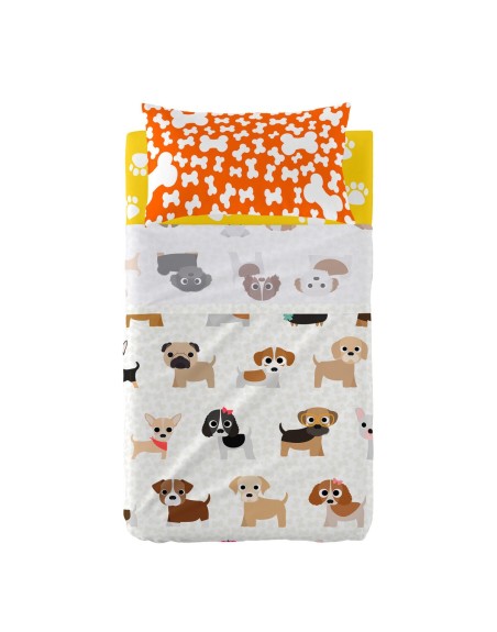 Jeu de draps pour berceau HappyFriday Multicouleur Lit de bébé Chien 2 Pièces