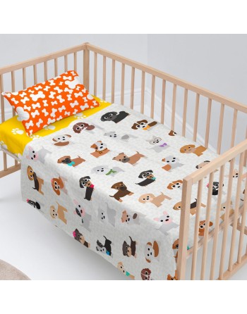 Juego de Sábanas para Cuna HappyFriday Multicolor Cuna de Bebé Perro 2 Piezas