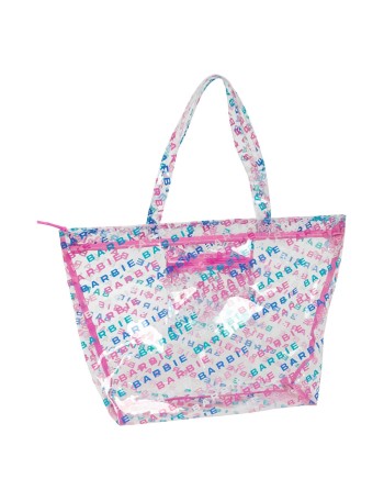 Sac-à-main Femme Barbie Logomania Transparent Rose clair 54 x 35 x 17 cm