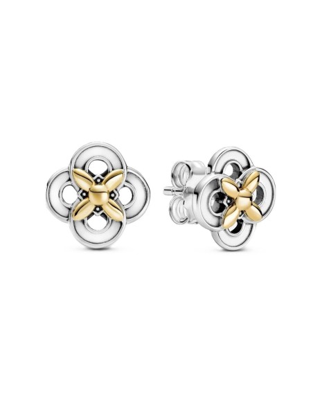 Øreringe til kvinder Pandora TWO-TONE FLOWER Sterling sølv 925