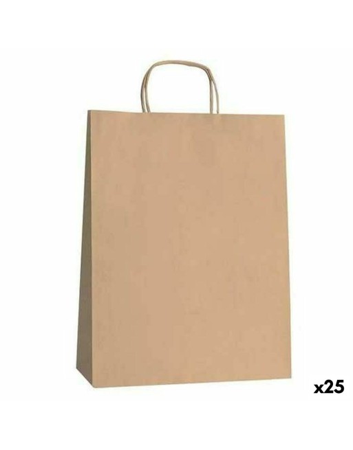 Sacs Fama 21 x 11 x 29 cm Papier Marron Clair Avec des poignées 25 Unités