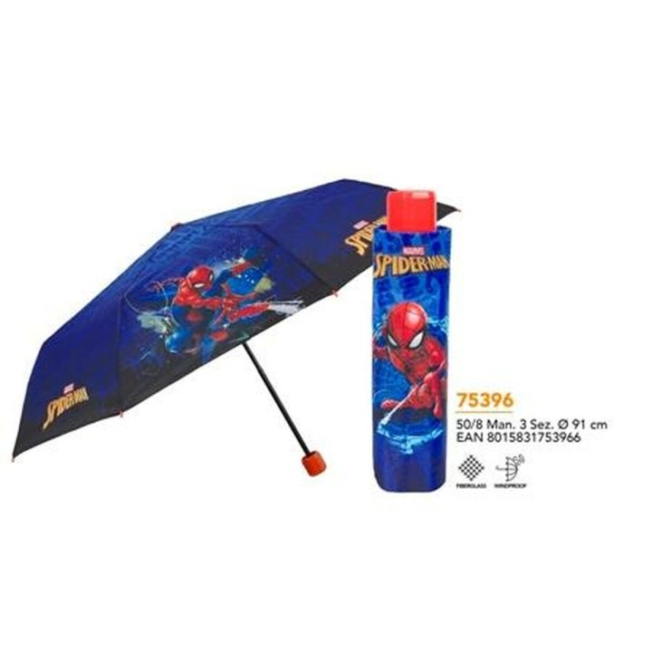 Ombrello Pieghevole Spider-Man Perletti Azzurro Ø 91 cm Per bambini