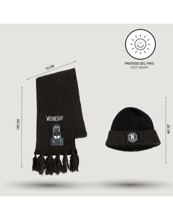 Gorro y Bufanda Wednesday Negro