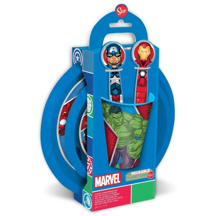 Sæt med spiseting til børn The Avengers CZ11309 Plastik (5 Dele)
