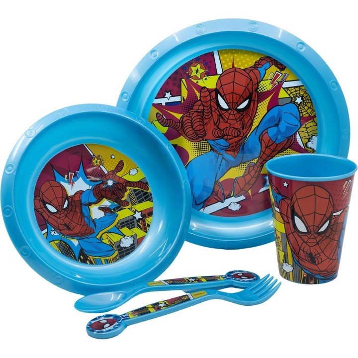 Sæt med spiseting til børn Spider-Man CZ11313 Plastik (5 Dele)