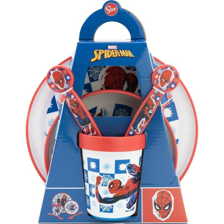 Sæt med spiseting til børn Spider-Man CZ11308 Plastik (5 Dele)