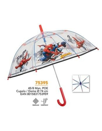 Umbrella Spider-Man Perletti Transparent Fibreglass 74 cm Children's
