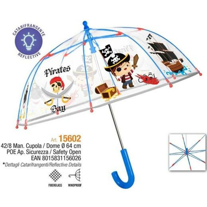 Ombrelli Perletti Trasparente Fibra di Vetro Ø 64 cm Per bambini Pirati