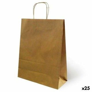 Papirpose Fama Brun Med håndtag 26 x 10 x 35 cm (25 enheder)