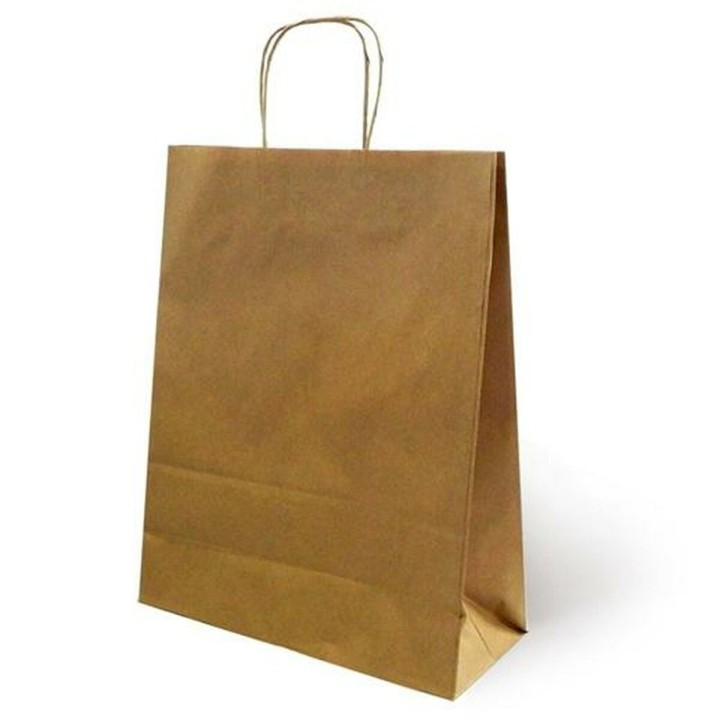 Papirpose Fama Brun Med håndtag 26 x 10 x 35 cm (25 enheder)