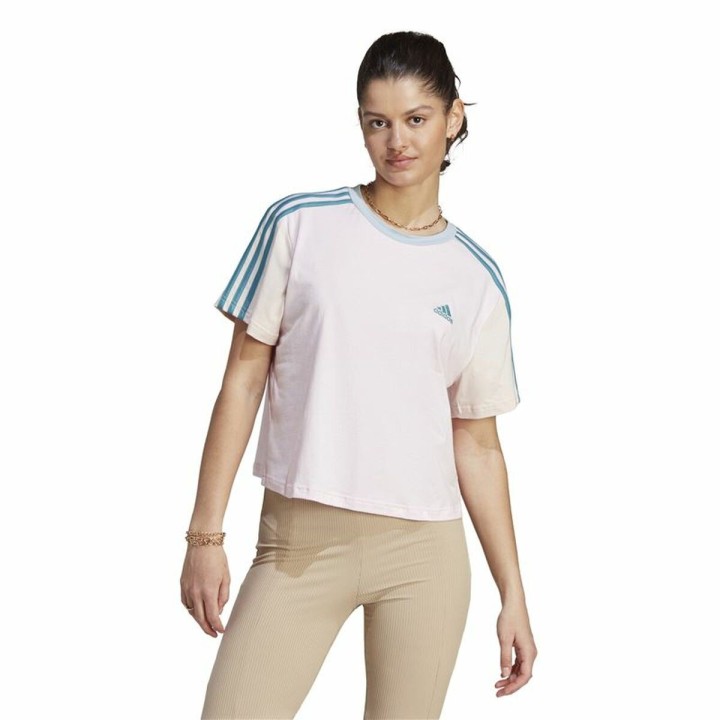 Kortærmet T-shirt til Kvinder Adidas 3S Cr Hvid