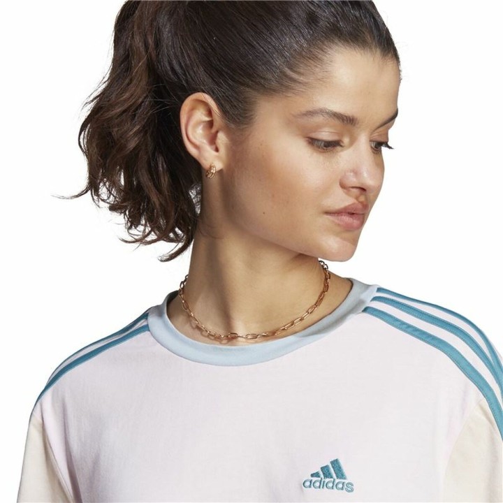Kortærmet T-shirt til Kvinder Adidas 3S Cr Hvid