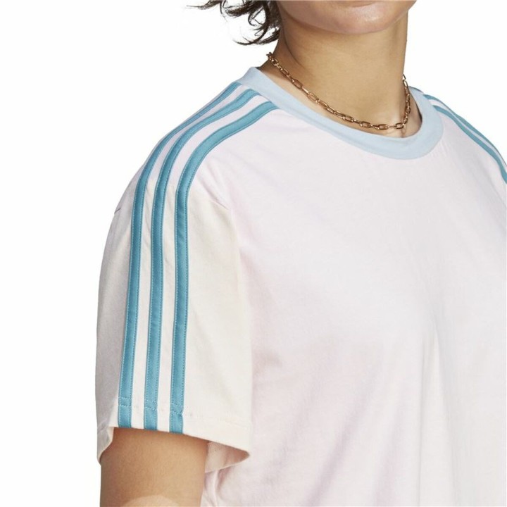 Kortærmet T-shirt til Kvinder Adidas 3S Cr Hvid