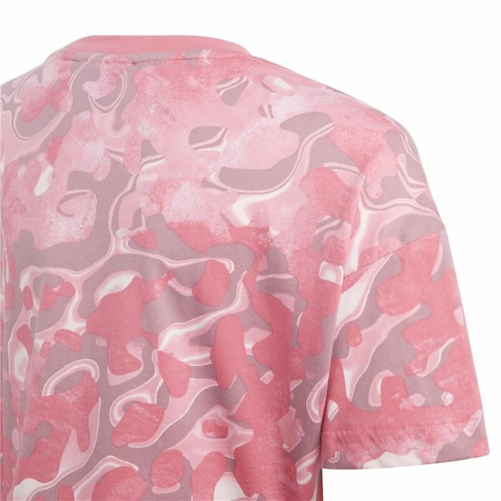 Camiseta de Manga Corta Infantil Adidas Jg Fi Aop Rosa