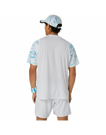 Maillot de Corps de Sport à Manches Coupe Asics Game Ss Top Blanc Bleu clair Tennis