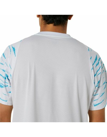 Kortærmet Sport T-shirt Asics Game Ss Top Hvid Lyseblå Tovtrækning