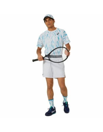 Maillot de Corps de Sport à Manches Coupe Asics Game Ss Top Blanc Bleu clair Tennis