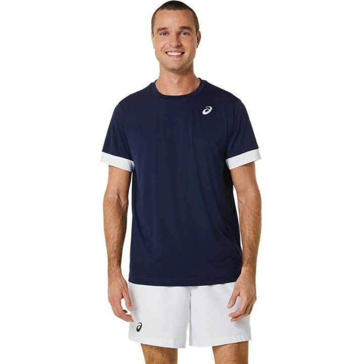 Kortærmet Sport T-shirt Asics Court Marineblå Tovtrækning